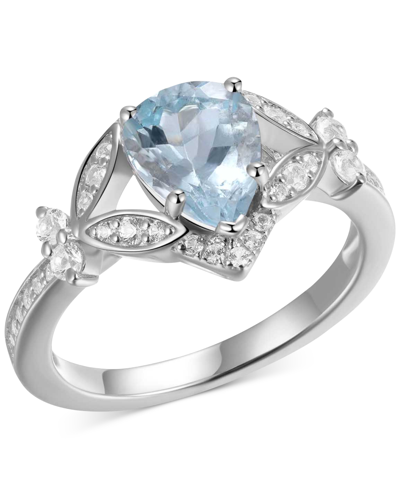 Macy's Aquamarine (1-1/2 Ct. T.w.) & White Sapphire Ring In Sterling Silver (also In Morganite, Tanzanite,