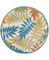 Nourison Aloha Alh18 5'3" X 5'3" Round Area Rug In Ivory
