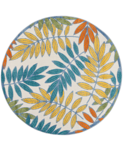 Nourison Aloha Alh18 5'3" X 5'3" Round Area Rug In Ivory