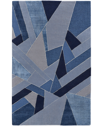 Simply Woven Nash R8851 3'6" X 5'6" Area Rug In Blue