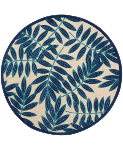 Nourison Aloha Alh18 4' X 4' Round Area Rug In Navy