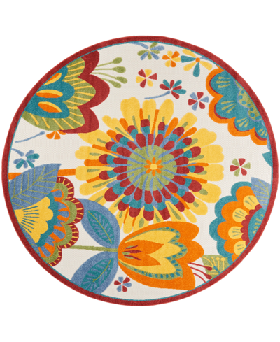 Nourison Aloha Alh25 7'10" X 7'10" Round Outdoor Area Rug In Multicolor