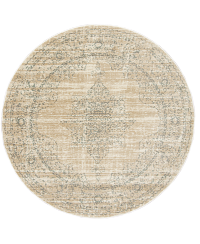 Km Home Closeout!  Cantu 3563 5'3" X 5'3" Round Area Rug In Bone