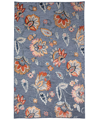 Liora Manne Canyon Ornamental Flower 4'9" X 7'6" Outdoor Area Rug In Blue