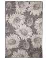 Liora Manne Carmel Sunflower Field 7'10" X 9'10" Outdoor Area Rug In Black