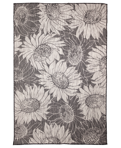 Liora Manne Carmel Sunflower Field 6'6" X 9'3" Outdoor Area Rug In Black