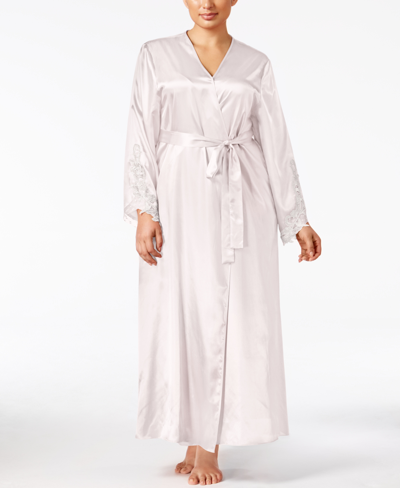 Flora By Flora Nikrooz Plus Size Satin Stella Robe In Almond