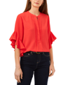Vince Camuto Plus Size Ruffle Sleeve Henley Blouse In Radient Red