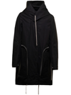 Rick Owens Asymmetrical-front Cotton Fishtail Parka In Black