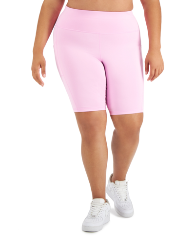 Id Ideology Plus Size Pull-on Bicycle Shorts, Created For Macy's In Deep Black