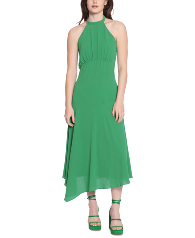Donna Morgan Catalina Crepe Halter Maxi Dress In Medium Green