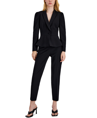 Tahari Asl Belted Wrap Pant Suit In Navy