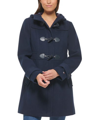 Tommy Hilfiger Women's Hooded Toggle Walker Coat, Created For Macy's In Navy  | ModeSens