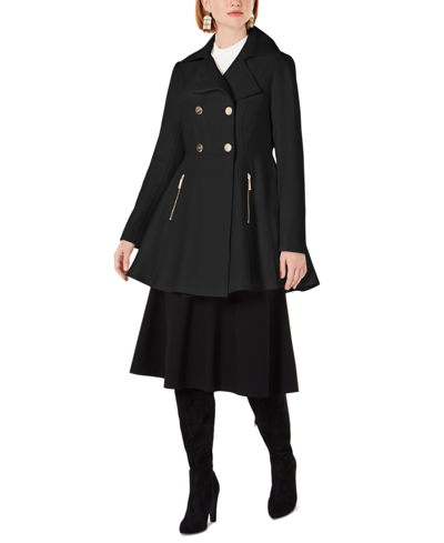 Laundry By Shelli Segal Women's Double-breasted Wool Blend Skirted Coat In Petrol