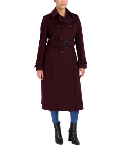 COLE HAAN WOMEN'S DOUBLE-BREASTED BELTED WOOL BLEND TRENCH COAT