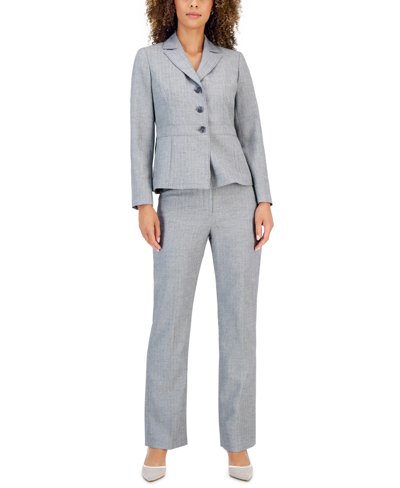 Le Suit Three-button Seamed Jacket & Kate Pants, Regular And Petite Sizes In Granite