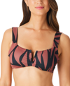 Sanctuary Abstract Animal V-wire Swim Top In Earth
