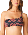 Sanctuary Abstract Animal One Shoulder Bikini Top Cinch Back Hipster Bikini Bottoms In Earth