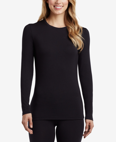 Cuddl Duds Softwear With Stretch Long-sleeve Layering Top In Black