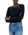 INC INTERNATIONAL CONCEPTS WOMEN'S ZIPPER DETAIL RIBBED LONG SLEEVE SWEATER, CREATED FOR MACY'S