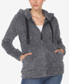 White Mark Plus Size Hooded Sherpa Jacket In Charcoal