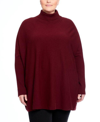 Joseph A Plus Size Turtleneck Poncho Sweater In Port