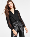 Bar Iii Women's Clip-dot Ruffle Top, Created For Macy's In Black
