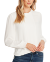 Shop Cece Women's Long Sleeve Smocked Cuff Pin-tuck Front Blouse In Soft Ecru