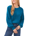 1.state Variegated Cables Crewneck Sweater In Teal