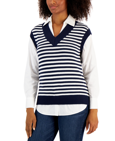 Charter Club Women's Layered Sweater Vest Shirt, Created For