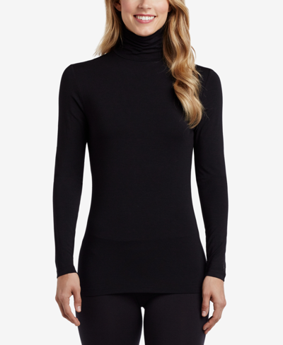 Cuddl Duds Petite Softwear With Stretch Turtleneck In Black