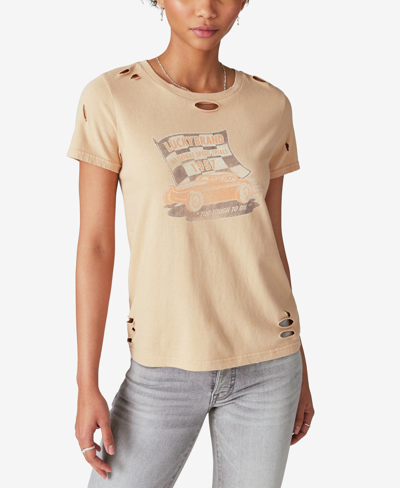 Lucky Brand Women's Speed Trials Graphic Cotton T-shirt In Maple Sugar