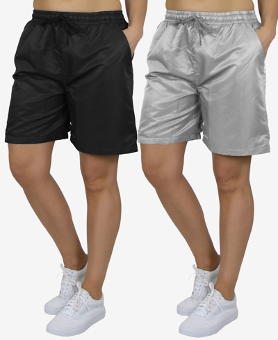 Galaxy By Harvic Women's Active Workout Training Shorts - Pack Of 2 In Black Gray