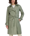 Tahari Women's Elle Belted Faux-leather Trench Coat In Sage
