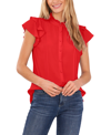 Cece Pintuck Ruffle Short Sleeve Blouse In Fireball