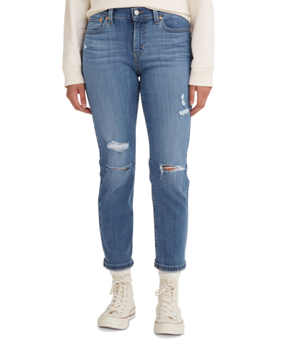 Levi's Women's Relaxed Boyfriend Tapered-leg Jeans In Worn In Dark Indigo