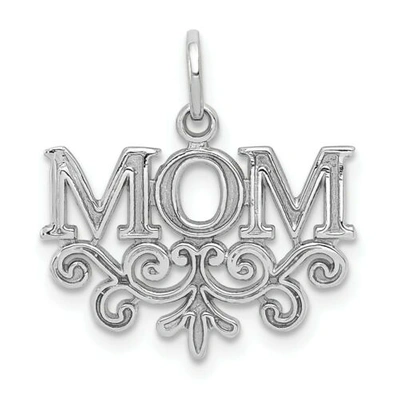 Pre-owned Accessories & Jewelry 14k White Gold Fancy Design Pendant Mom Casted Charm