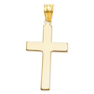 Pre-owned Accessories & Jewelry 14k Yellow Gold Polished & Engraveable Flat Latin Cross Christianity Pendant