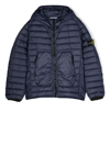 Stone Island Sleeve-patch Hooded Puffer Jacket In Blue