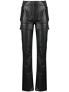 Misbhv Black Moto Vegan Leather Straight Leg Trousers In Black