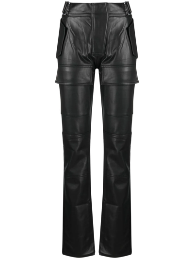 Misbhv Black Moto Vegan Leather Straight Leg Trousers