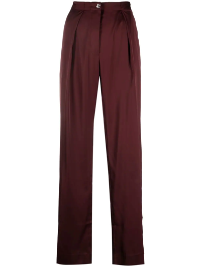 Acne Studios High-waist Satin Trousers In Red