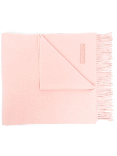Acne Studios Logo-patch Wool Scarf In Pink