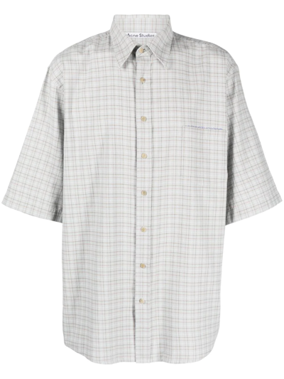 Acne Studios Relaxed Check-print Shirt In Aat Dusty Blue