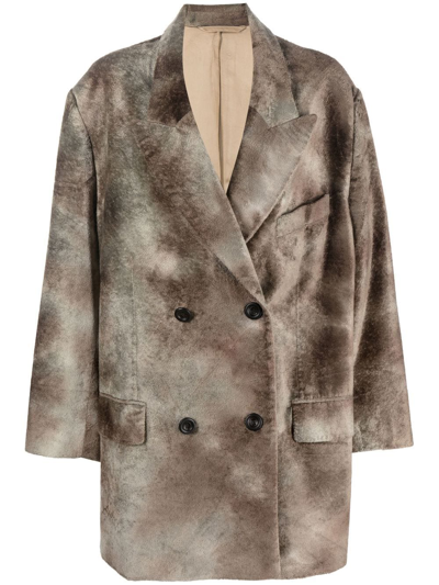 Acne Studios Taupe Double-breasted Tailored Coat In Taupe Grey
