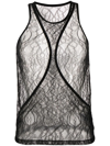 DION LEE COMPOSITE LACE RACER TANK TOP