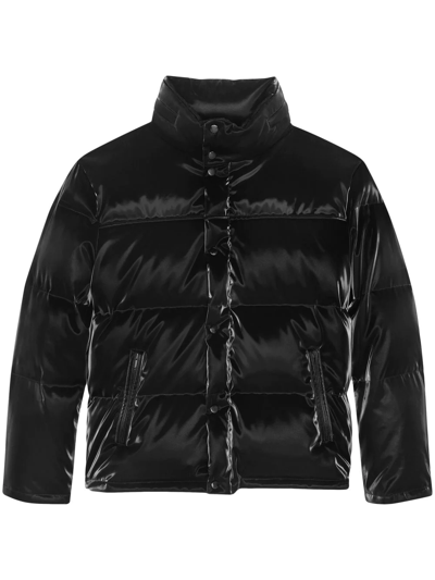 Saint Laurent Lacquered-effect Oversized Down Jacket In Black