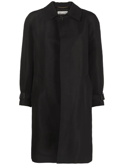 Saint Laurent Classic-collar Coat In Black