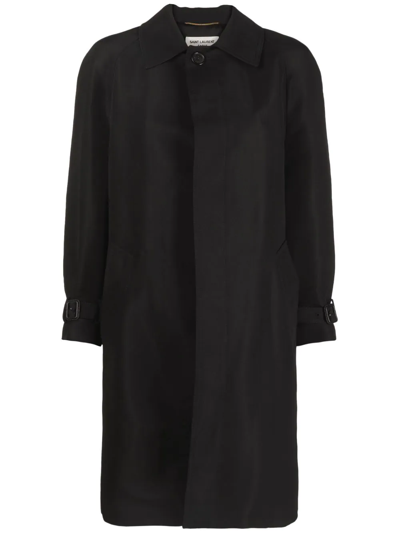 Saint Laurent Classic-collar Coat In Noir