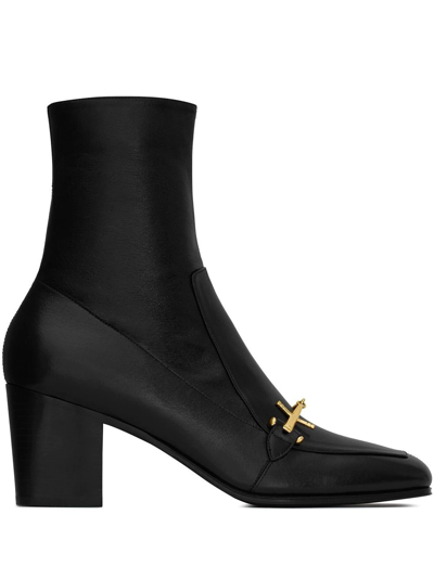 Saint Laurent Elbio 75 Ankle Boots In Black